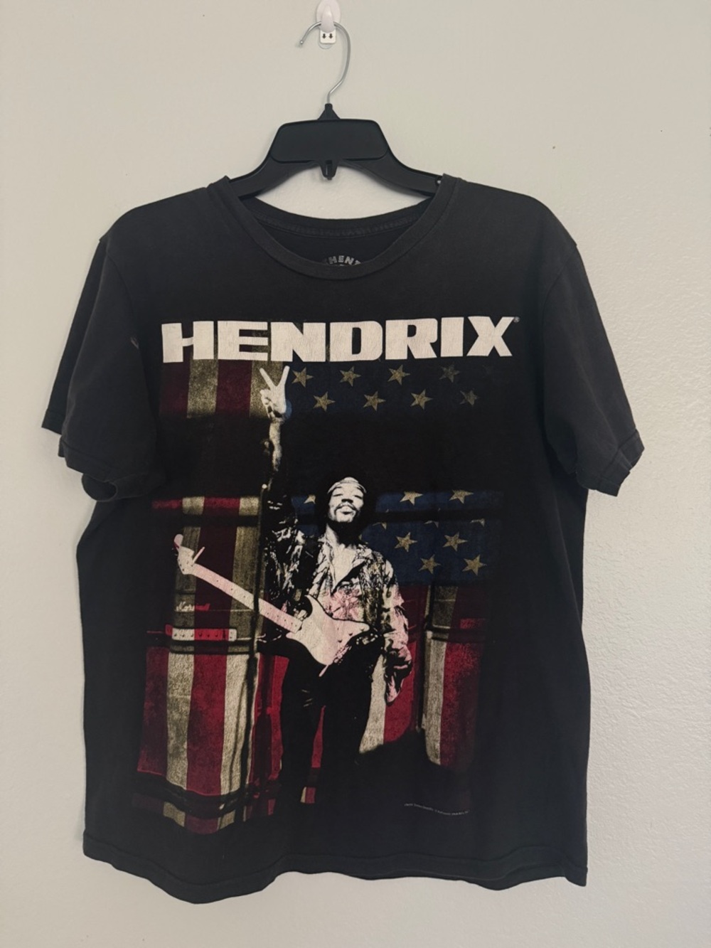 Jimi Hendrix Graphic Band Tee Black Vintage Fade Medium Rock Tee - Picture 2 of 8